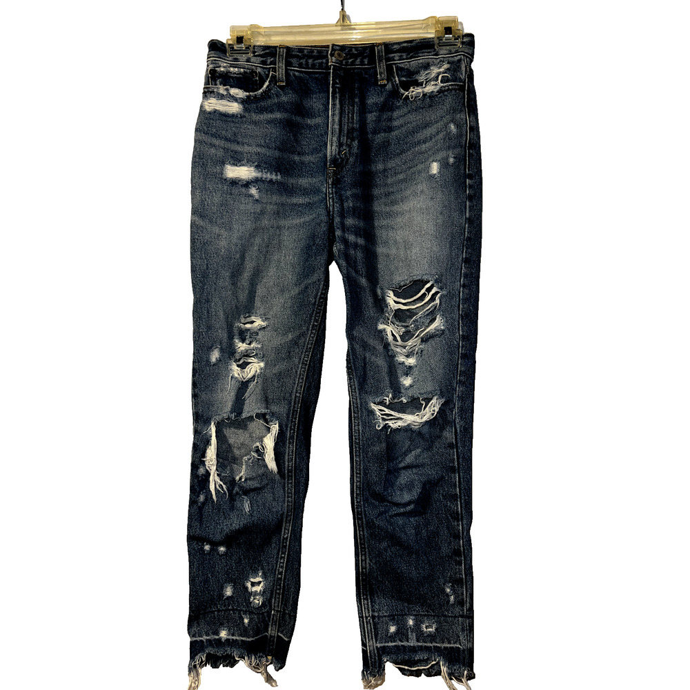 ABERCROMBIE & FITCH 28/6R Annie‎ High Rise Girlfriend Distressed Raw Hem Jean